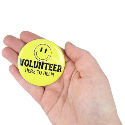 Ask Me Anything Buttons, Volunteer, Teacher, and Customer Service Employee Pins, 3 Inches, Pack of 3 (Volunteer Yellow 3 Pk)