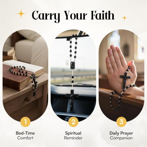 RosaryMart Catholic Rosary Beads for Prayer – Glow in the dark Plastic Rosary Necklace with Crucifix, Durable Nylon Cord, Made in Italy, Devotional Prayer Beads for Women and Men – Pack of 25 - color: Luminous, size: 25 per bag