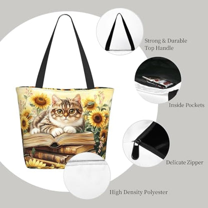 Bible Tote Bags for Women Christian Gifts Religious Church Shoulder Bag - color: Cat