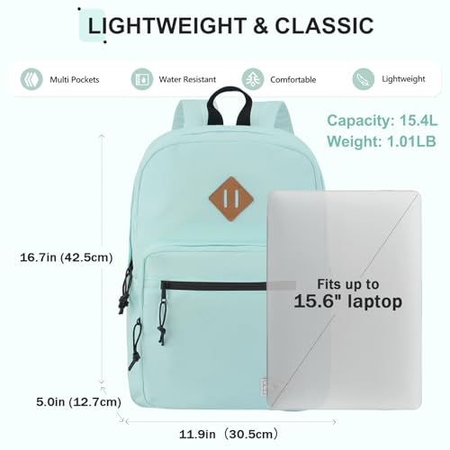 VX VONXURY Kids Backpack for School Travel,16.7 Inch Lightweight Bookbag - color: Mint Green