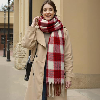 Loritta Winter Scarf for Women, Long Plaid Shawl Wraps Scarves Gifts - color: U-beige Red Lattice