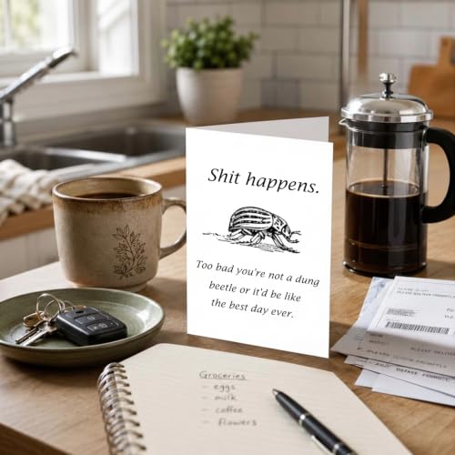Funny Get Well Card for Friend, Sarcastic Sympathy Card, Dung Beetle Joke Card, Encouragement Card for Tough Times - color: WZ-08