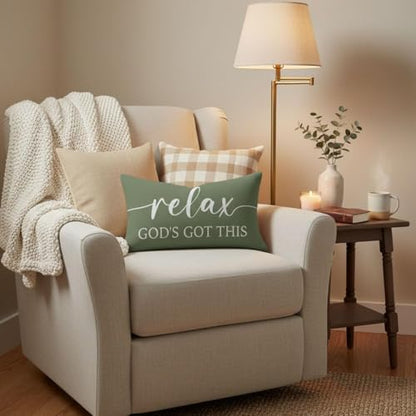 Decorative Throw Pillow Covers 12x20 Inch Set of 2 – Olive Green - color: Olive Green