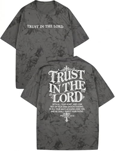 Mens Christian Graphic TShirt Jesus Faith Bible Verse Inspirational Tee - color: Tie-dye - Gray, size: Medium