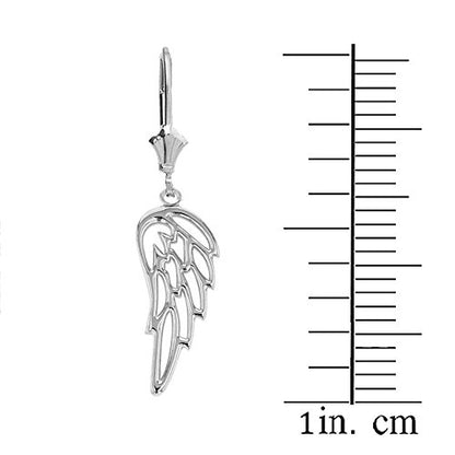 Fine 925 Sterling Silver Guardian Angel Filigree Wing Dangle Earrings