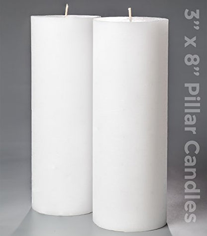 Melt Candle White Pillar Candles, Unscented, 2 Pack, 3 x 8 Inch - color: White, size: 3" x 8"
