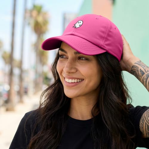 DALIX Ghost Embroidered Mens Womens Cotton Dad Hat Baseball Cap Adjustable - color: Hot Pink
