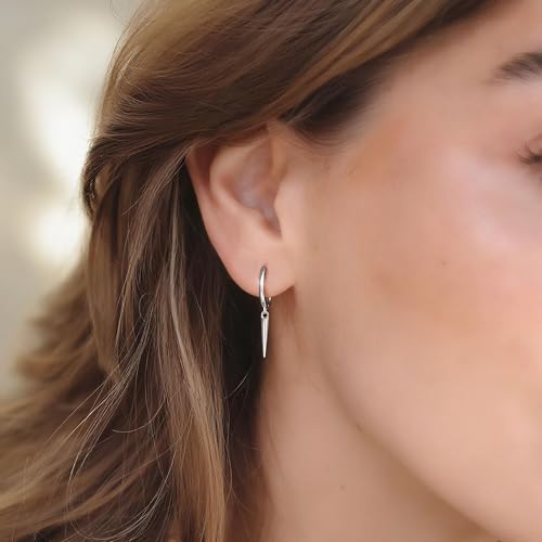 MILACOLATO 925 Sterling Silver Dangle Earrings for Women Hypoallergenic - color: silver-spike