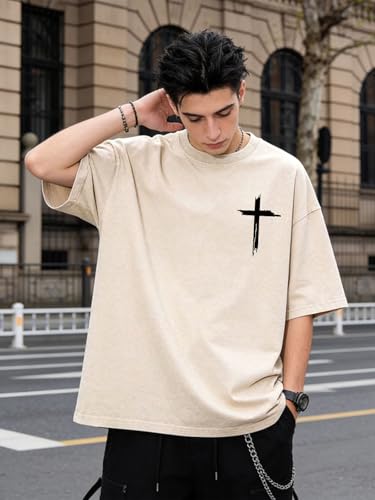 Jesus is King Shirt Christian Shirts for Men Oversized Religious Top - color: Apricot, size: X-Large