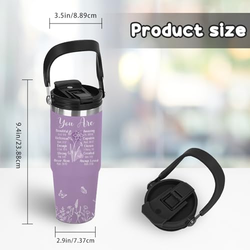 30oz Christian Insulated Tumbler with Handle, Gifts for Women Mom Daughter - color: Christ2