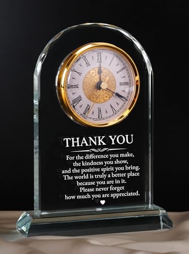 Thank You Gifts for Women Men, Appreciation Glass Desk Clock - color: Thank You Gift