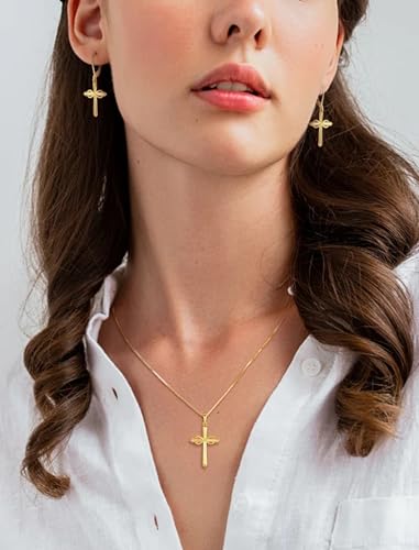 STARCHENIE Infinity Cross Necklace for Women Sterling Silver Polished Cross Pendant Crucifix Jewelry - color: Gold