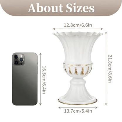 Sziqiqi White Metal Vase for Centerpiece, Table Flower Arrangements, 2Pcs - color: White, size: 9in-2pcs