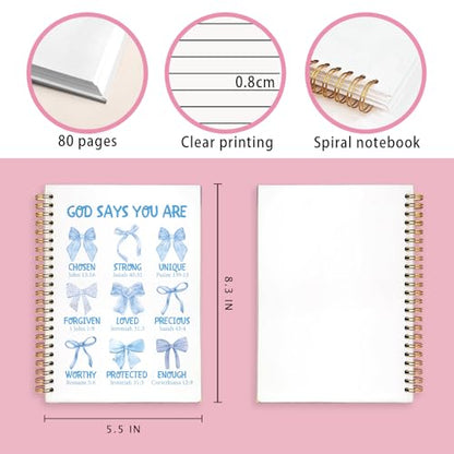 Blue Bow God Says You Are Christian Bible Notebook Journal for Women - color: God Says You Are - Blue