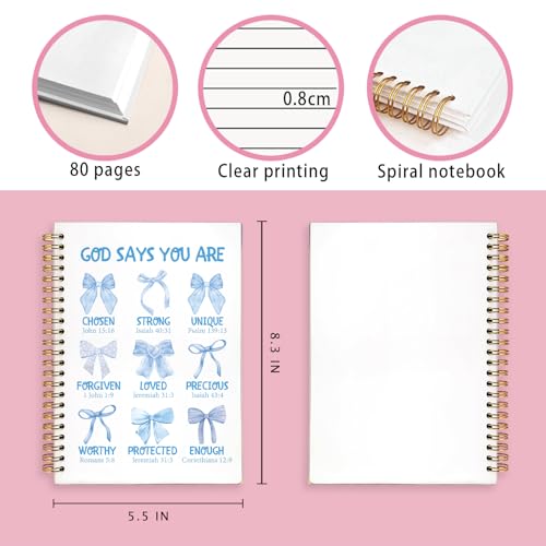 Blue Bow God Says You Are Christian Bible Notebook Journal for Women - color: God Says You Are - Blue