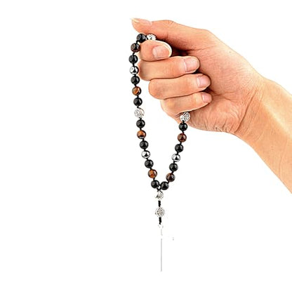 KIKILA Handmade 8mm Anglican Prayer Beads Rosary Natural Stone Beads with Cross Custom Rosary - style: Triple Protection