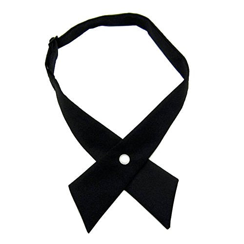 Tie for Men Women Adjustable Criss-Cross Bowtie School Uniform Pre Tied Bows for Girls Neck Tie Accessories bowtie03 - color: Black
