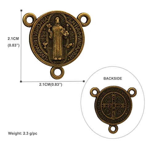 COTTVOTT St Benedict,Our Lady of Guadalupe Medal for DIY Jewelry Making,Virgin Mary Christ Jesus Rosary Center Connection Part - color: 30pcs-St. Benedict Medal-Bronze Color