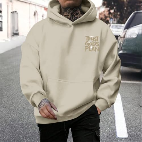 Christian Hoodies for Men Jesus Hoodie Religious God Sweatshirts Faith Bible Verse Sweatshirt Inspirational Pullover - color: Apricot, size: Medium
