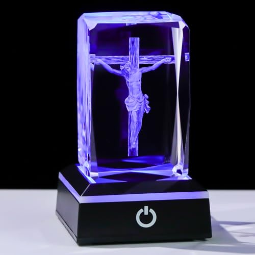 Movdyka 3D Jesus Cross Crystal Figurine Religious Gifts for Women Christian - color: Passion of Jesus