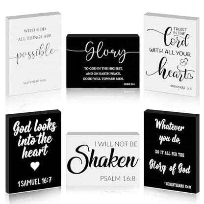 Yalikop 6 Pcs Bible Verse Christian Mini Wooden Sign, Charming Style - style: Charming Style