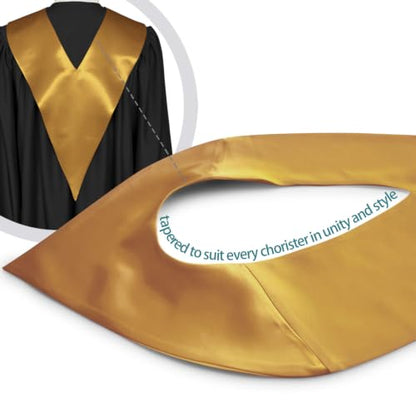 Premium Choir V Stole - Solid Color - Satin - Unisex - color: Antique Gold