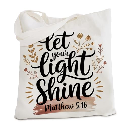Tote Bag for Women,Shoulder Bag for Work Beach Travel and Shopping Grocery Jesus FBD - color: Let Your Light Shine Bible Verse
