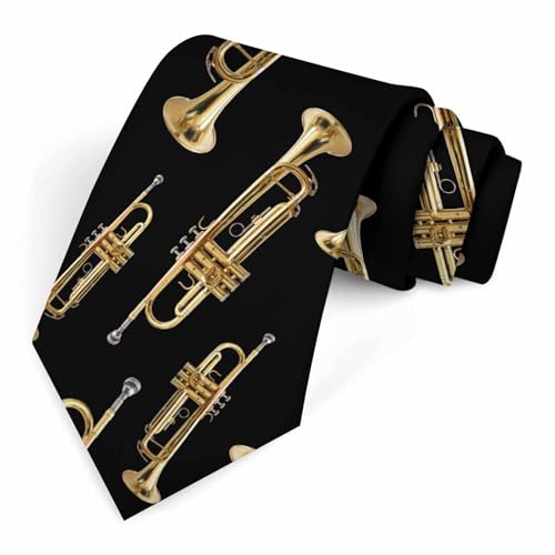 funny Ties for Men Business Novelty Men's Neckties for Festival Holiday Party Valentine's Day Wedding Christmas - color: Trumpet Brass Gold