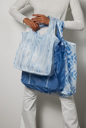 Pure Sage Reusable Grocery Bag - Stylish Shopping Bags for Groceries - Foldable Tote Bag - color: Indigo
