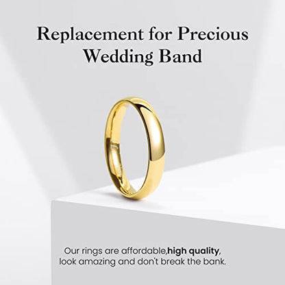 King Will 316L Wedding Band for Men Women, 4-8mm I LOVE YOU Dome Size 4-15 - color: B-Gold-Plated-4mm