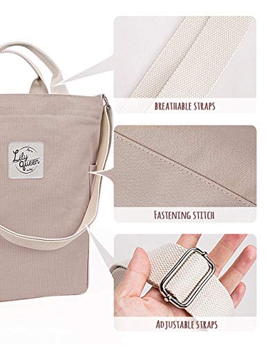 Lily queen Women Canvas Tote Handbags Casual Shoulder Work Bag Crossbody - color: Taupe Grey