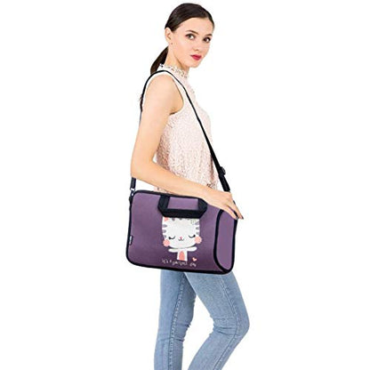 RICHEN 11 11.6 12 12.5 13 inches Case Laptop/Chromebook/Notebook PC Tablet Travel Case Neoprene Handle Sleeve with Shoulder (11-13.3 inch, Cute Cat) - color: Cute Cat, size: 11-13.3 inch