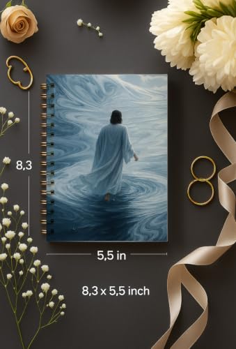 bitCNY Jesus Walking on Water Notebook Set, Christian Faith Journals 858 - color: Blue Ocean and Pastel Sunset