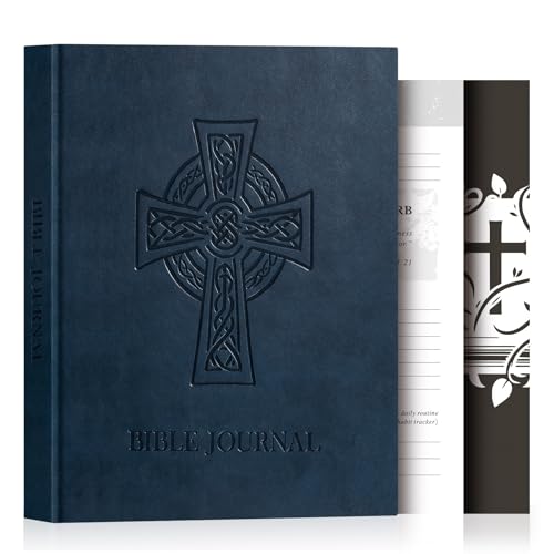 Lanpn Christian Bible Prayer Journal for Men, 91 Days Daily Devotional Journals, Bible Study Notebook with Scripture Verse for Church Pray Notes, Religious Faith Gifts, Blue Leather Hardcover - color: Blue