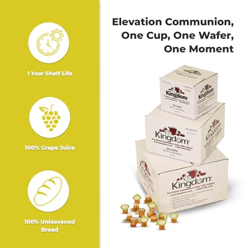 Kingdom Prefilled Communion Cup with Wafers(250ct-white juice) Sealed in a Single-Serving Container with Upto 1-Year Shelf Life,Perfect for Holy Eucharist Celebration in Hospitals,Summer Camps, & More - size: 250 Count (White Juice)