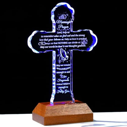 Ornalrist Glass Stand Cross Wedding Gifts for Couples 2026 Marriage Prayer - color: Marriage Prayer