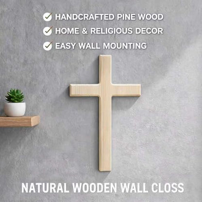 M UPTAOSUI 13in Pine Wood Cross Wall Decor, Religious Farmhouse Rustic