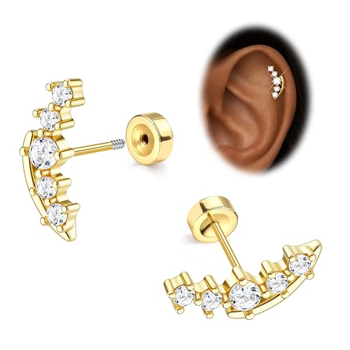 JeryWe Cartilage Earrings for Women Hypoallergenic Helix Piercing Jewelry - color: N:cz-14k gold filled