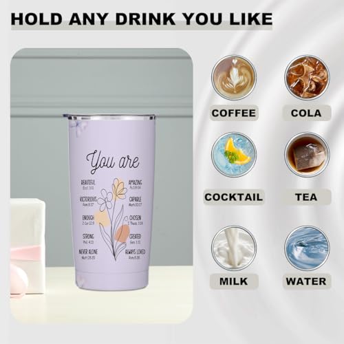 Christian Gifts for Women Stainless Steel Tumbler 20oz with Lid and Straw - color: Multi 1368