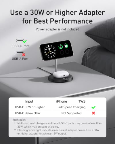 Anker MagGo 2-in-1 MagSafe Compatible Qi2 15W Wireless Charging Stand - color: Black