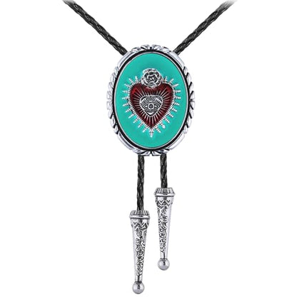 GelConnie Bolo Tie for Women Heart Cowboy Necktie Flower Gothic Mens Bolo Ties Bolero Necklace Red Western Ties for Men - color: Blue Heart Bolo Tie