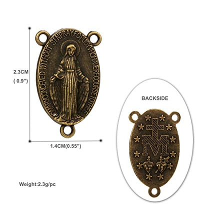 COTTVOTT St Benedict,Our Lady of Guadalupe Medal for DIY Jewelry Making,Virgin Mary Christ Jesus Rosary Center Connection Part - color: 30pcs-Virgin Mary Medal-Bronze Color