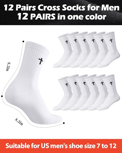 Shihanee 12 Pairs Cross Socks Men Crew - color: White