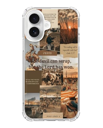Christian Cowboy Cowgirl Phone Case Compatible with iPhone 17, Wild West Bible Verses Phone Cover for iPhone 17 - color: Christian Cowboy