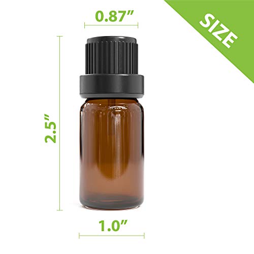 Glass Bottles for Essential Oils - Refillable Empty Amber Bottle with Orifice Reducer Dropper and Cap - DIY Supplies Tool & Accessories Perfume Aromatherapy - Carrier Oil Kit, 12 Count (Pack of 1)