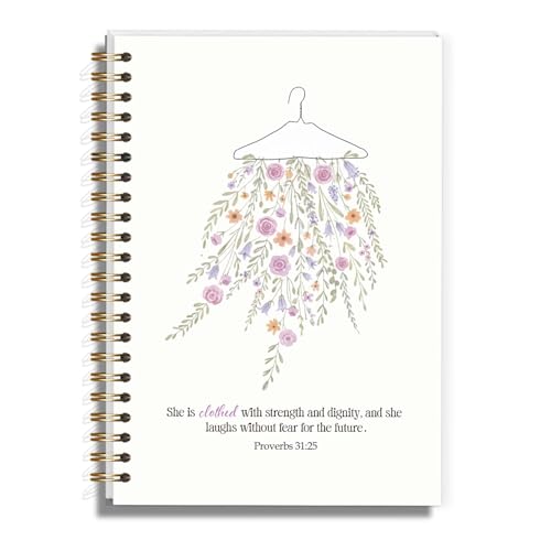 Bible Journal for Woman, Proverbs 31 Christain Gifts for Teen Girls Kids, Preppy Flowers Hardcover Spiral Notebook for Chunch Bible Study - 5.5×8.3 - A04 - style: Christian Flowers