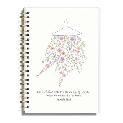 Bible Journal for Woman, Proverbs 31 Christain Gifts for Teen Girls Kids, Preppy Flowers Hardcover Spiral Notebook for Chunch Bible Study - 5.5×8.3 - A04 - style: Christian Flowers