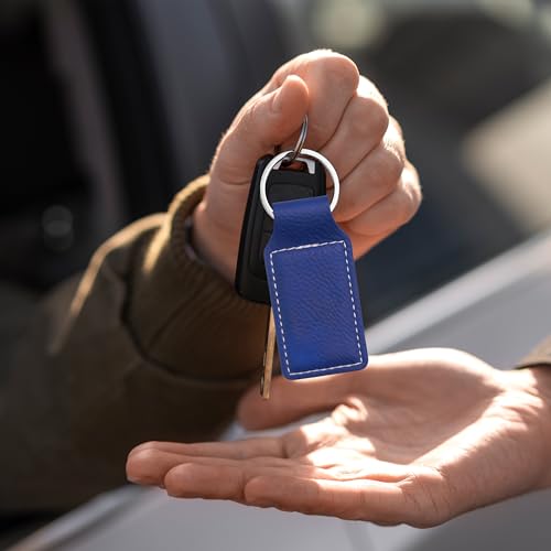 LaserGram Rectangle Keychain, Christian Cross, Personalized Engraving Included - color: Dark Blue