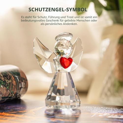 3.3inch Crystal Guardian Angel Figurine For Women Art Glass Angel Ornaments - style: Heart Angel