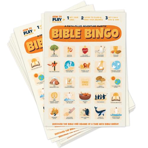 Markt Bible Bingo Game - Bible Games for Adults and Family, Sunday School Crafts, Christian Games, Faith-Based Trivia Board Game and Church Classroom Resources - color: Bible Bingo